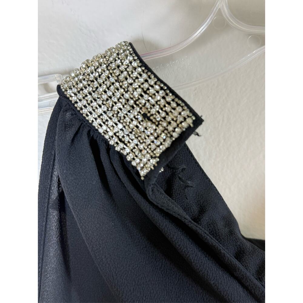 Worthington Black Embellished Rhinestone Halter Top Dressy - Picture 4 of 7